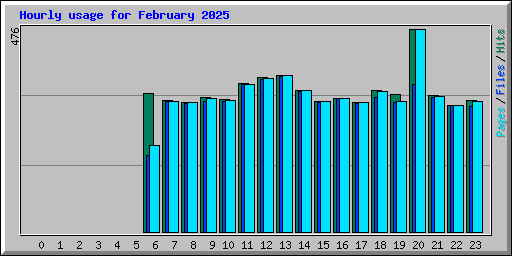 Hourly usage for February 2025